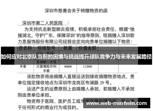 如何应对北京队当前的困境与挑战提升球队竞争力与未来发展路径
